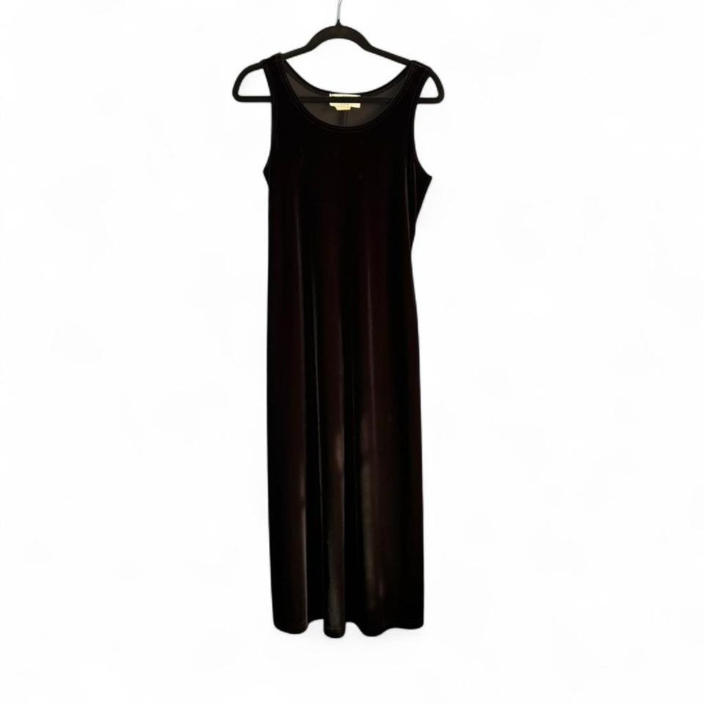 Vintage‎ 90s Velvet Maxi Dress Women's Size 6 Petite Black Ronni Nicole Goth